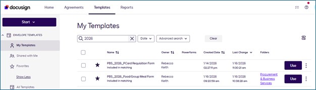 My Templates tab screenshot